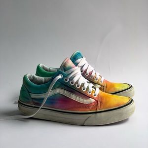Vans rainbow dyed shoes size 8.5